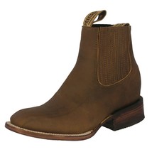 Mens Honey Brown Chelsea Ankle Boots Real Leather Cowboy Rodeo Dress Pull On - £73.06 GBP