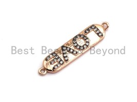 Dual Color CZ Micro Pave 7x31mm Slab Oval With LOVE Letter Two Hole Bracelet - $3.90