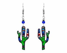 Saguaro Cactus Nature Graphic Dangle Earrings - Womens Fashion Handmade Jewelry  - £11.65 GBP