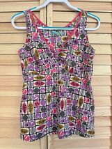 Boden Tank Top Women 8 Multicolor Leaf Dot Print V Neck Empire Waist - $19.00