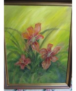 Landscape Orange Lillies Flowers Original 26&quot; by 33&quot;  Acrylic Painting F... - €65,17 EUR