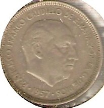 SPAIN 5 PTAS 1957  - £3.55 GBP
