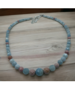 Jay King Mine Finds Rose Quarts and Aquamarine Faceted Necklace 18” Ster... - £81.95 GBP