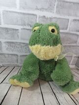 Plush frog puppet green yellow full body sheer bow - $6.23
