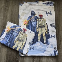 Pottery Barn Kids Star Wars Flat Bed Sheet Pillow Case Fabric Darth Vader C3PO - $34.94