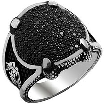 Mens Black Diamond Symbol Designed Ring Black Gold Fn Solid 925 Sterling... - $143.17