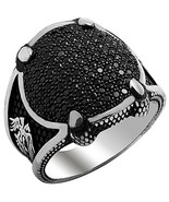 Mens Black Diamond Symbol Designed Ring Black Gold Fn Solid 925 Sterling... - $143.17