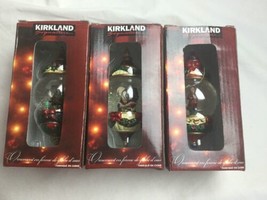 Kirkland Signature Waterglobe Ornaments Lot of 3 Christmas Tree Santa Drummer - £19.09 GBP