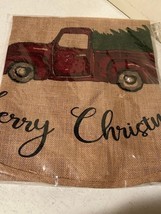 36 inch Merry Christmas Red Truck burlap Tree Skirt image 2