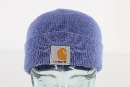 Vintage Carhartt Spell Out Box Logo Knit Winter Beanie Hat Cap Purple Womens - £27.02 GBP