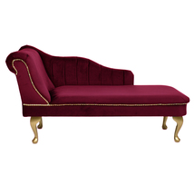 Cambridge Chaise Lounge Handmade Tufted Red Wine Striped Longue Accent Chair - £259.57 GBP