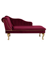 Cambridge Chaise Lounge Handmade Tufted Red Wine Striped Longue Accent C... - $451.32 CAD