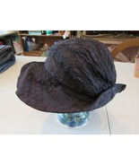 Antique Black Crunch Crinkle Ladies Hat Frederick Loeser Vintage 22.5 - $755.16 MXN