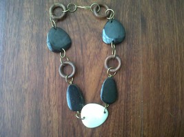 Wood and Bone and Metal Link Necklace 16 1/2&quot; long. Jewelry - $8.99