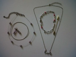 Jewelry Lot 6 items: Necklaces Bracelets Earings Stick Pin Set - £19.65 GBP