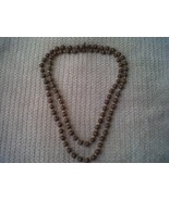 Wood Bead Necklace with Brass &amp; small wood dividers 47&quot;L hangs 24&quot; No Metal - £7.08 GBP