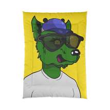 Wolf Cyborg Dog Large Black Sunglasses Green Wolve Fur White T Shirt Bed... - $132.53+