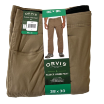 Orvis Men Fleece Lined Pants Tan Brown Size 38x30 - £15.06 GBP