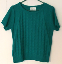 vintage Billie Jo sweater women size M teal short sleeve made in USA - £10.85 GBP