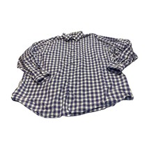 Synrgy Shirt Men&#39;s 3XL White Blue Check 100% Cotton Long Sleeve Casual B... - £17.49 GBP