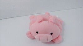 Russ Berrie Plush pink pig round flat beanbag laying lying down 3020 stu... - £8.03 GBP