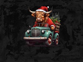 Christmas Highland Cow PNG, Cute Festive Digital Artwork, Perfect for Holiday Cr - £2.39 GBP