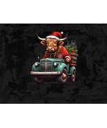 Christmas Highland Cow PNG, Cute Festive Digital Artwork, Perfect for Ho... - £2.36 GBP