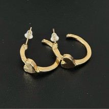 Golden Semi Hoop with Heart Earrings S20, New! - £13.63 GBP
