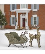 Large Galvanized Reindeer with Sleigh Decoration - $389.95