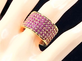Garrard 18k yellow gold 1.85ct pink sapphire wide ring band 18.4g s6.5 JR7899 - £1,621.59 GBP