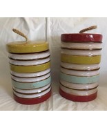 Home Accents Buoy-like Ceramic Canisters Hobby Lobby Striped (2) Decor N... - £43.15 GBP