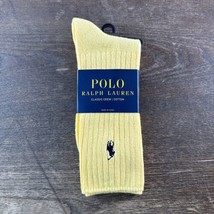 Polo Ralph Lauren Classic Crew Cotton Socks Signature Pony Yellow 1 Pair - $12.99