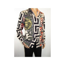 Mens Stacy Adams Medallion Lion Print Sports Shirt Stage Singer 4951 Gray Multi image 5
