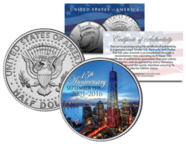 Official WTC * 15th Anniversary * Kennedy JFK Half Dollar Coin 9/11 Worl... - $12.16