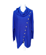 Birch NY Women’s Cowl Neck Collar Sweater Size S Blue Lightweight Asymme... - $23.54