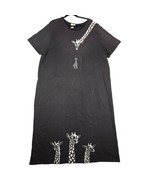 Cite Maxi XL Dress Giraffe Printed Front Back Black Made in USA Pocket S... - £12.86 GBP