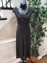 Women&#39;s Black &amp; White Polka Dot Polyester V-Neck Short Sleeve Jumpsuit S... - $27.72