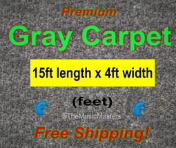 15&#39; x 4&#39; GRAY CARPET for Car Sub Speaker Box Cabinet Road Case Trunk Liner Grey - £27.12 GBP
