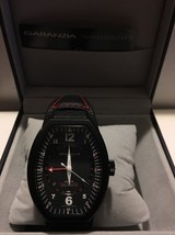 Montres De Luxe Mens GMT Estremo Black white red Tonneau Leather Watch NEW - £316.27 GBP