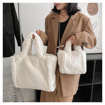 Korean Style Plush Small Square Bag Large Capacity Furry Tote Bag Chain Shoulder - £28.59 GBP