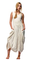 Dress Linen Pocket Sundress Organic Crinkle Flax Gauze Made In Europe Xs S M - £195.94 GBP