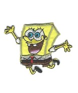 3X2.25&quot; Spongebob IRON ON PATCH Sew On Patch yellow sponge emboridered p... - $10.33 CAD
