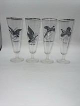Federal Glass Silver Rim silver rim Pilsner Glasses  MCM Wild Game Birds Vintage - $22.00