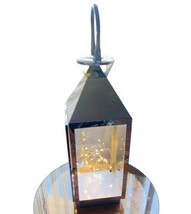 Large Metal Modern Farmhouse LED Lights Lantern w/Glass 22&quot;x7&quot; Home Decor New - £30.49 GBP