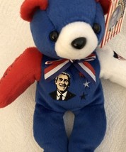 GEORGE W BUSH TOY BEAR 43rd  PRESIDENT USA RED WHITE BLUE FLAG REPUBLICA... - $11.50