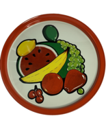 Vtg Cheinco Round Tray Red Metal BBQ Serving Party Platter Picnic Fruit MCM - £7.66 GBP