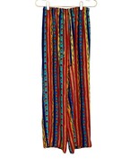Vintage Carole Little Pants Womens 6 Vertical Colorful Print Rayon Loose... - $13.86
