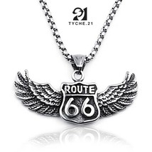 Mens Silver Angel Wings Pendant Necklace Punk Rock Biker Jewelry Box Chain 24&quot; - £9.54 GBP