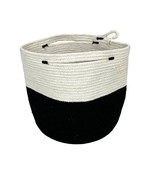 Fabric Basket Foldable Cotton Cream Black Bottom Round Storage Bin Mia M... - $369.07 MXN