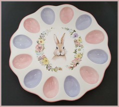 NEW Certified International Easter Garden Bunny 3-D Deviled Egg Plate 11... - $43.99